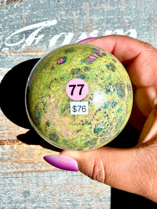 Gorgeous Ruby in Fuchsite Sphere | India | Opt 77