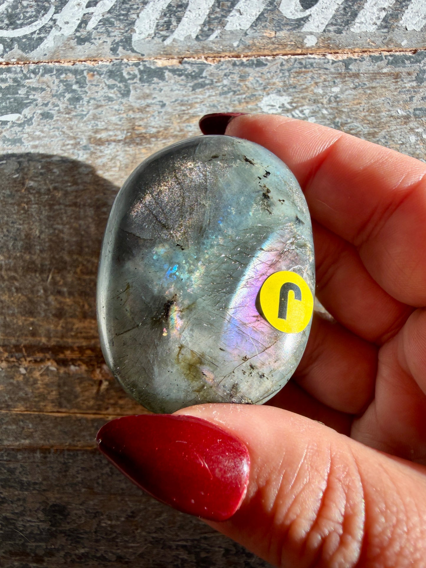 Gorgeous Flashy Labradorite Palm Stone | Madagascar | Opt J