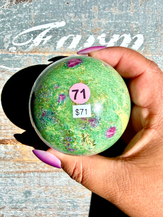 Gorgeous Ruby in Fuchsite Sphere | India | Opt 71