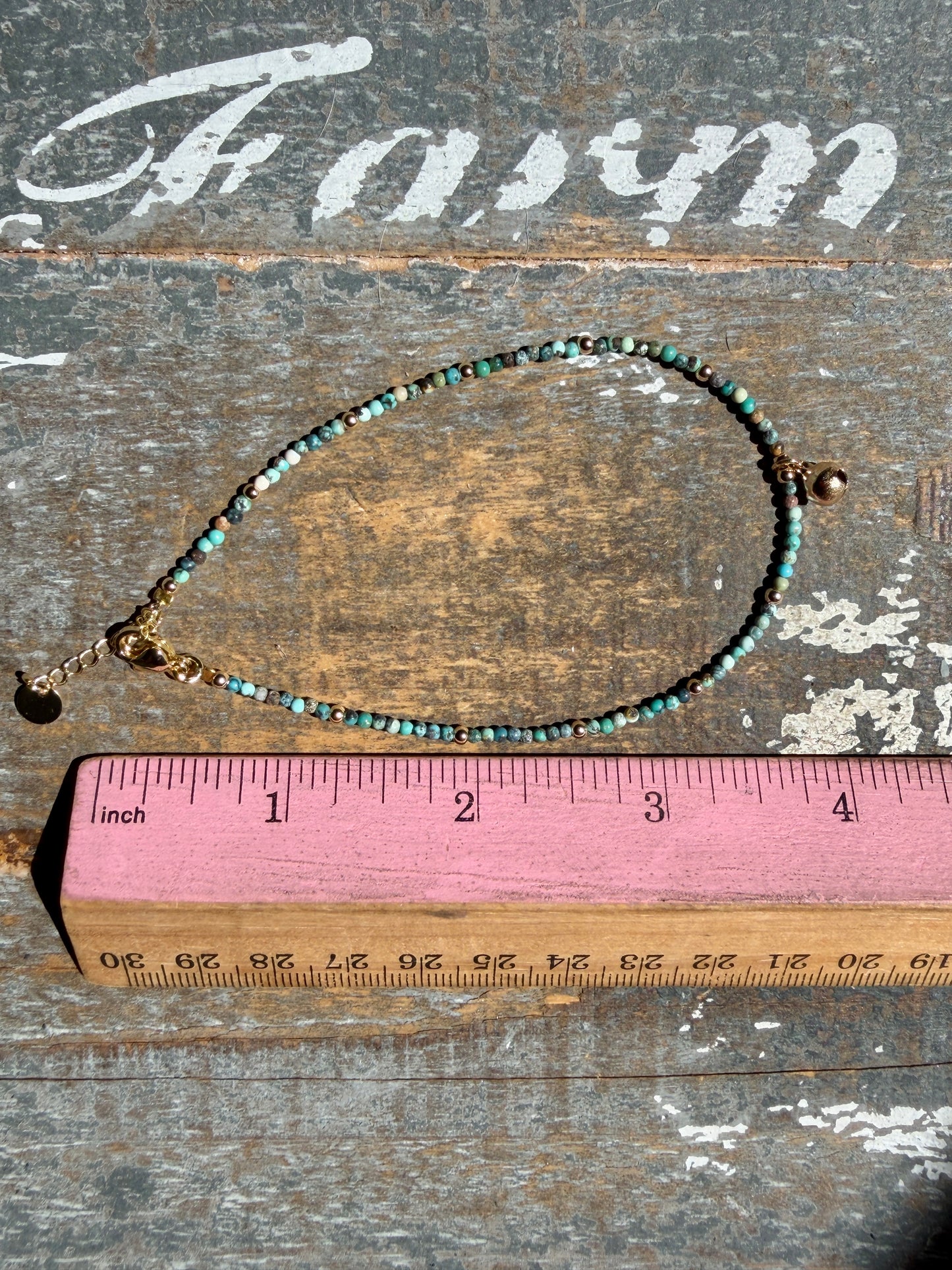 Micro Faceted African Jasper/Turquoise Beaded ANKLET | 2-3 mm | Adjustable up to 10"