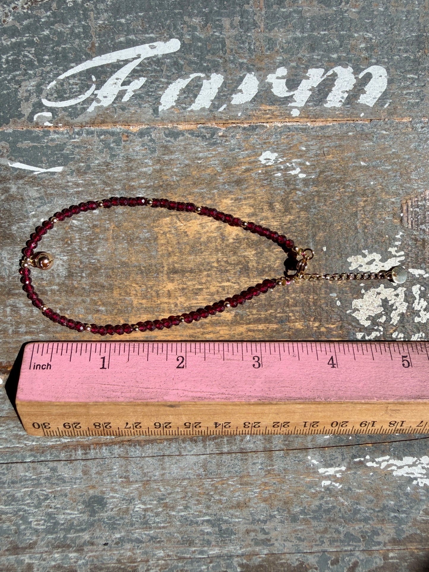 Micro Faceted Garnet Beaded ANKLET | 2-3 mm | Adjustable up to 10"