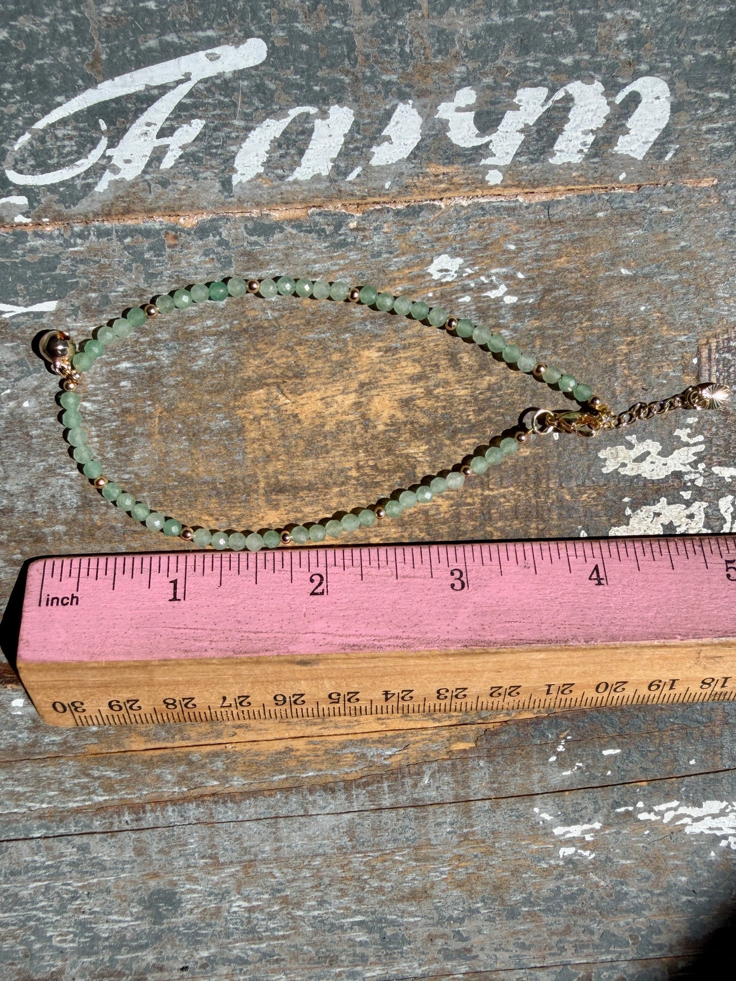 Micro Faceted Green Aventurine Beaded ANKLET | 2-3 mm | Adjustable up to 10"