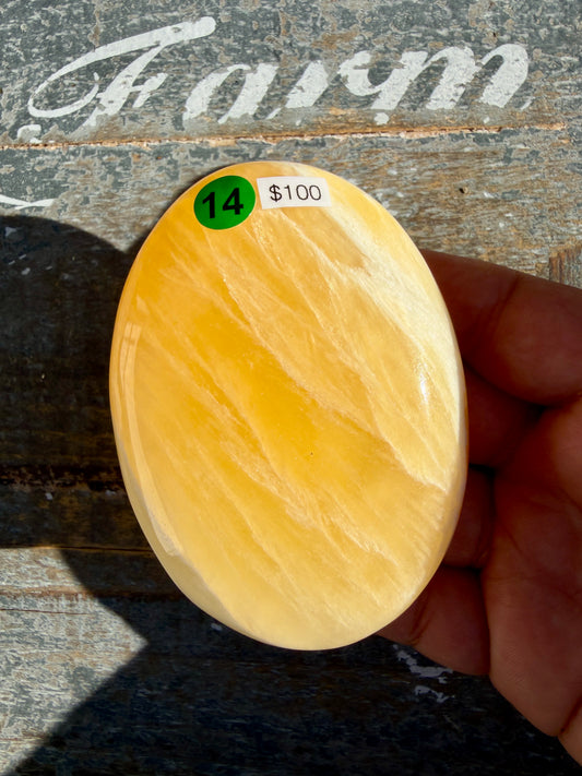 Gorgeous Honeycomb Calcite Palm Stone | Opt 14