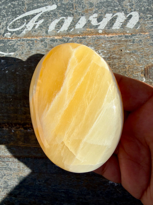 Gorgeous Honeycomb Calcite Palm Stone | Opt 14