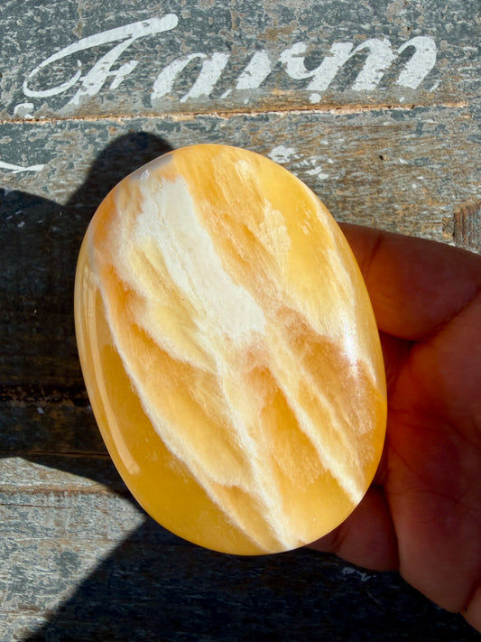 Gorgeous Honeycomb Calcite Palm Stone | Opt 15