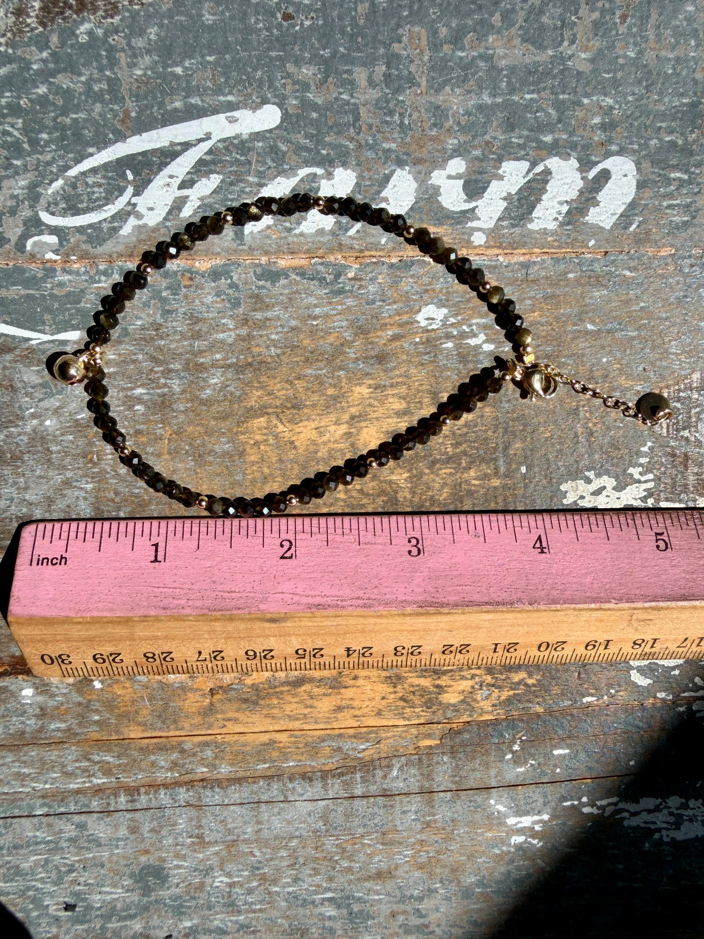 Micro Faceted Golden Obsidian Beaded ANKLET | 2-3 mm | Adjustable up to 10"
