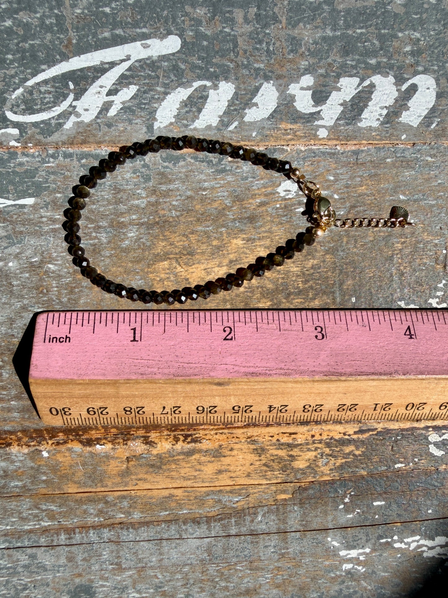 Micro Faceted Golden Obsidian Beaded BRACELET | 1-2 mm | Adjustable up to 8"