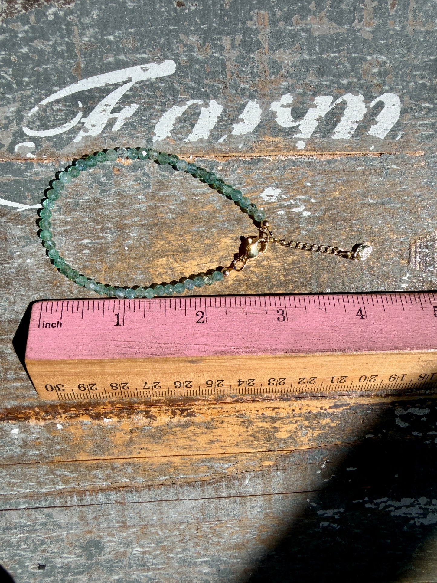 Micro Faceted Blue/Green Apatite Beaded BRACELET | 1-2 mm | Adjustable up to 8"