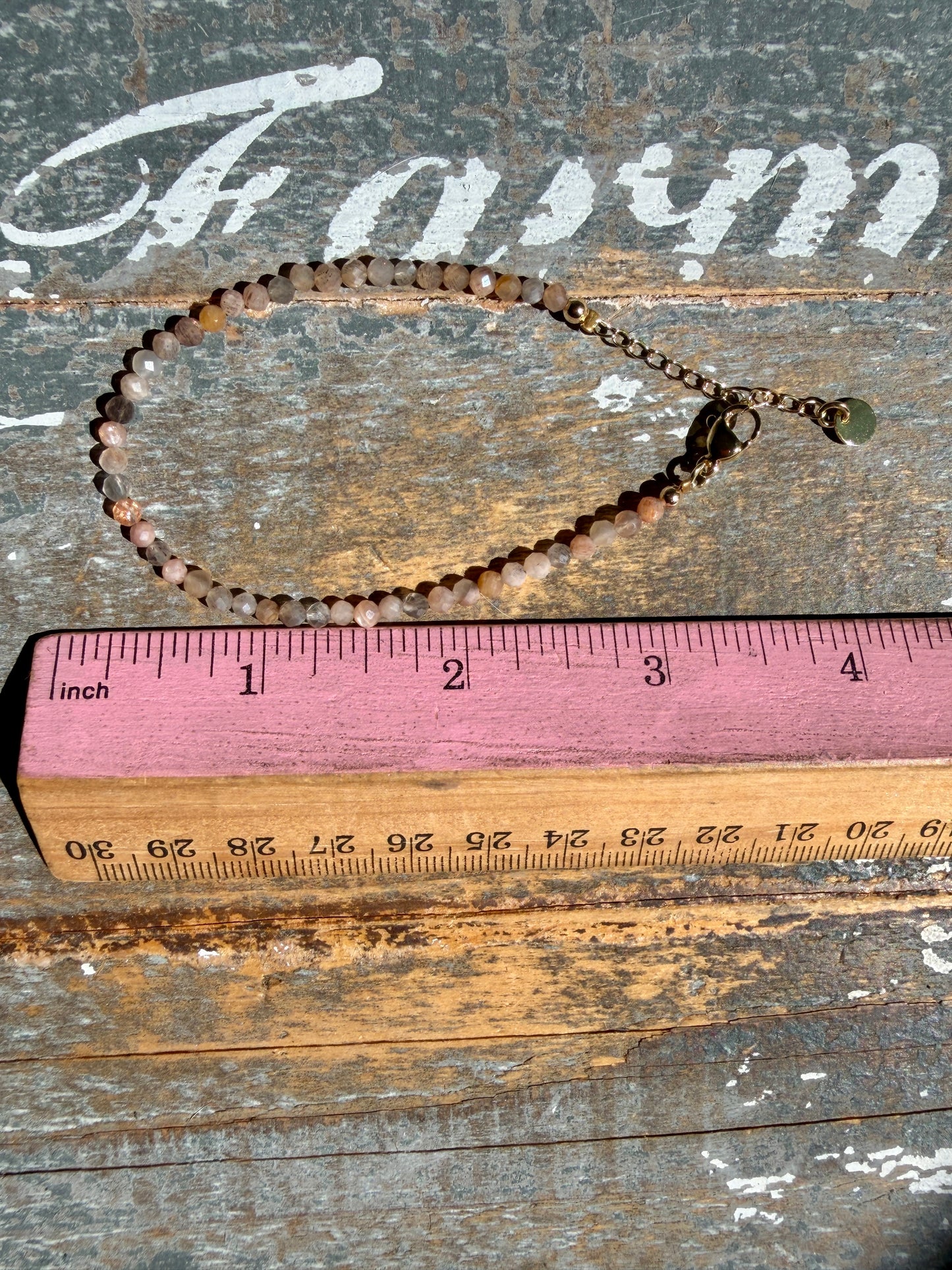Micro Faceted Skeleton Moonstone Beaded BRACELET | 1-2 mm | Adjustable up to 8"