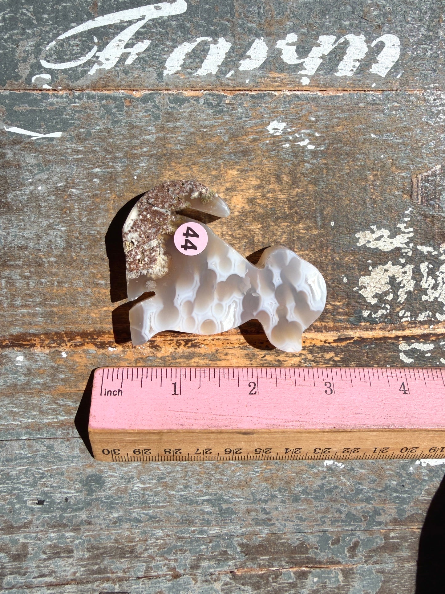 Gorgeous Indonesian Scenic Moss Agate DOG Carving | Opt 44