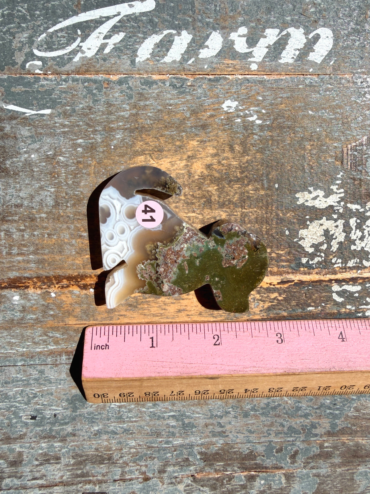 Gorgeous Indonesian Scenic Moss Agate DOG Carving | Opt 41