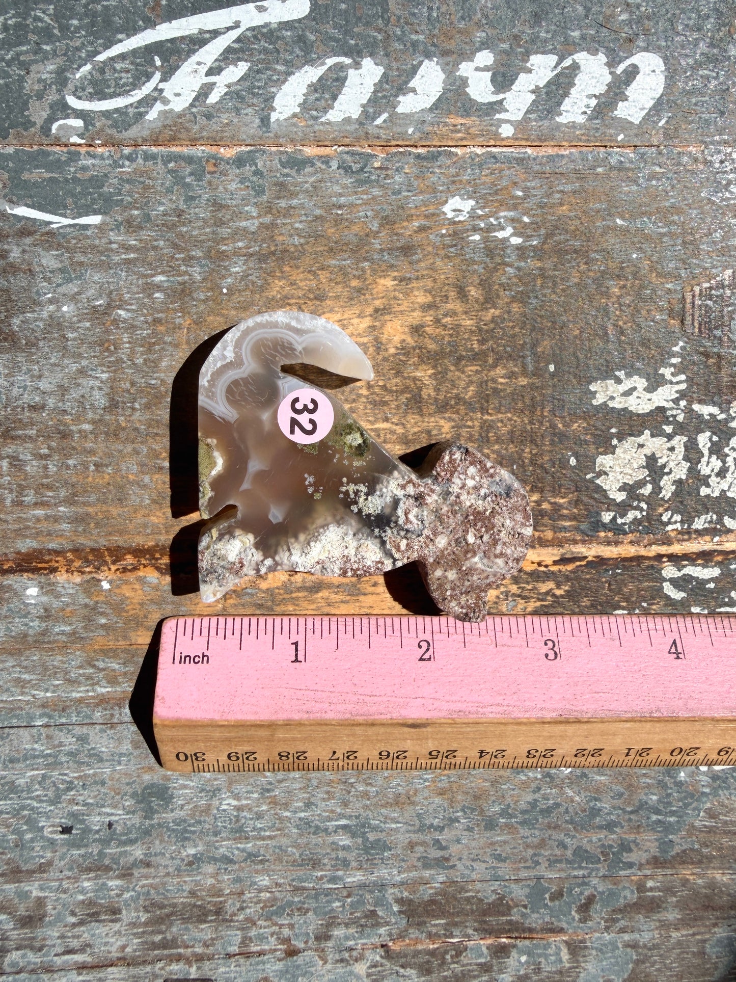 Gorgeous Indonesian Scenic Moss Agate DOG Carving | Opt 32
