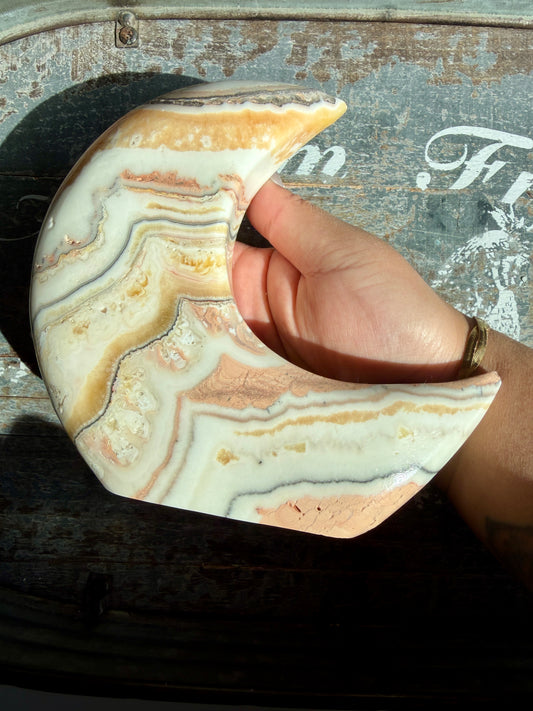 Gorgeous Bumblebee Calcite Half Moon (self standing) | Opt F