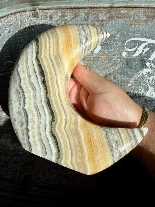 Gorgeous Bumblebee Calcite Half Moon (self standing) | Opt J