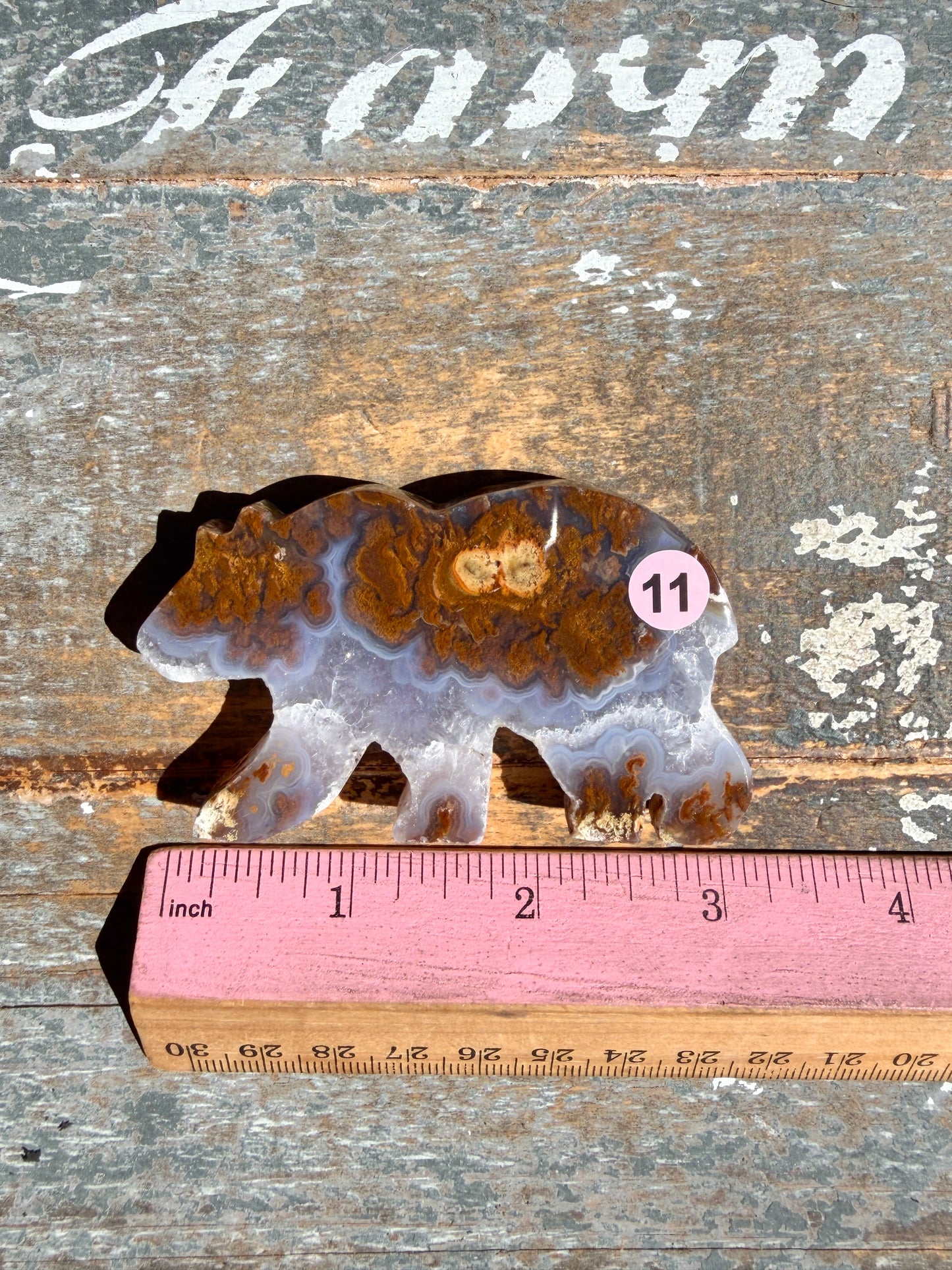 Gorgeous Indonesian Scenic Moss Agate BEAR Carving | Opt 11