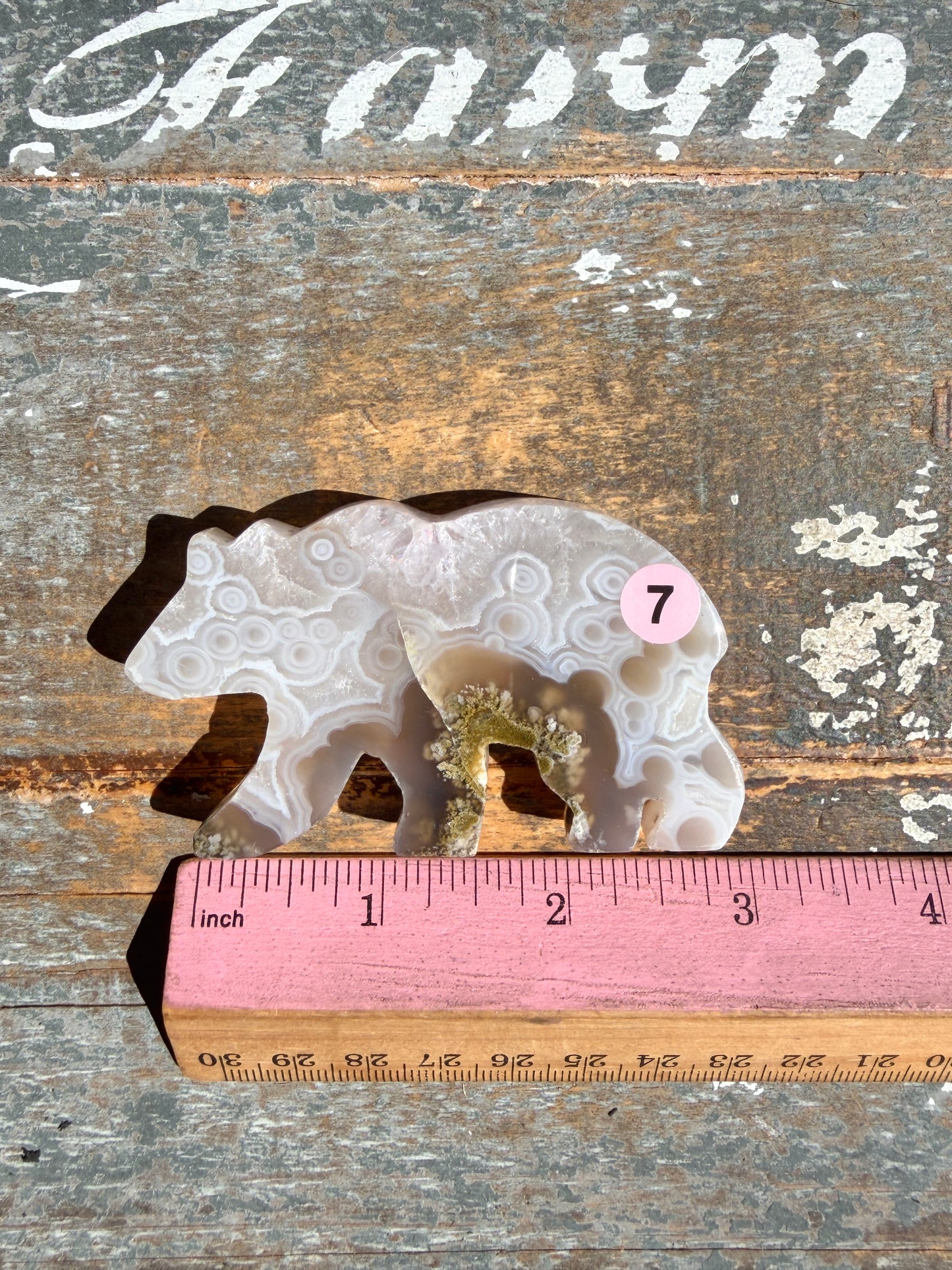 Gorgeous Indonesian Scenic Moss Agate BEAR Carving | Opt 7