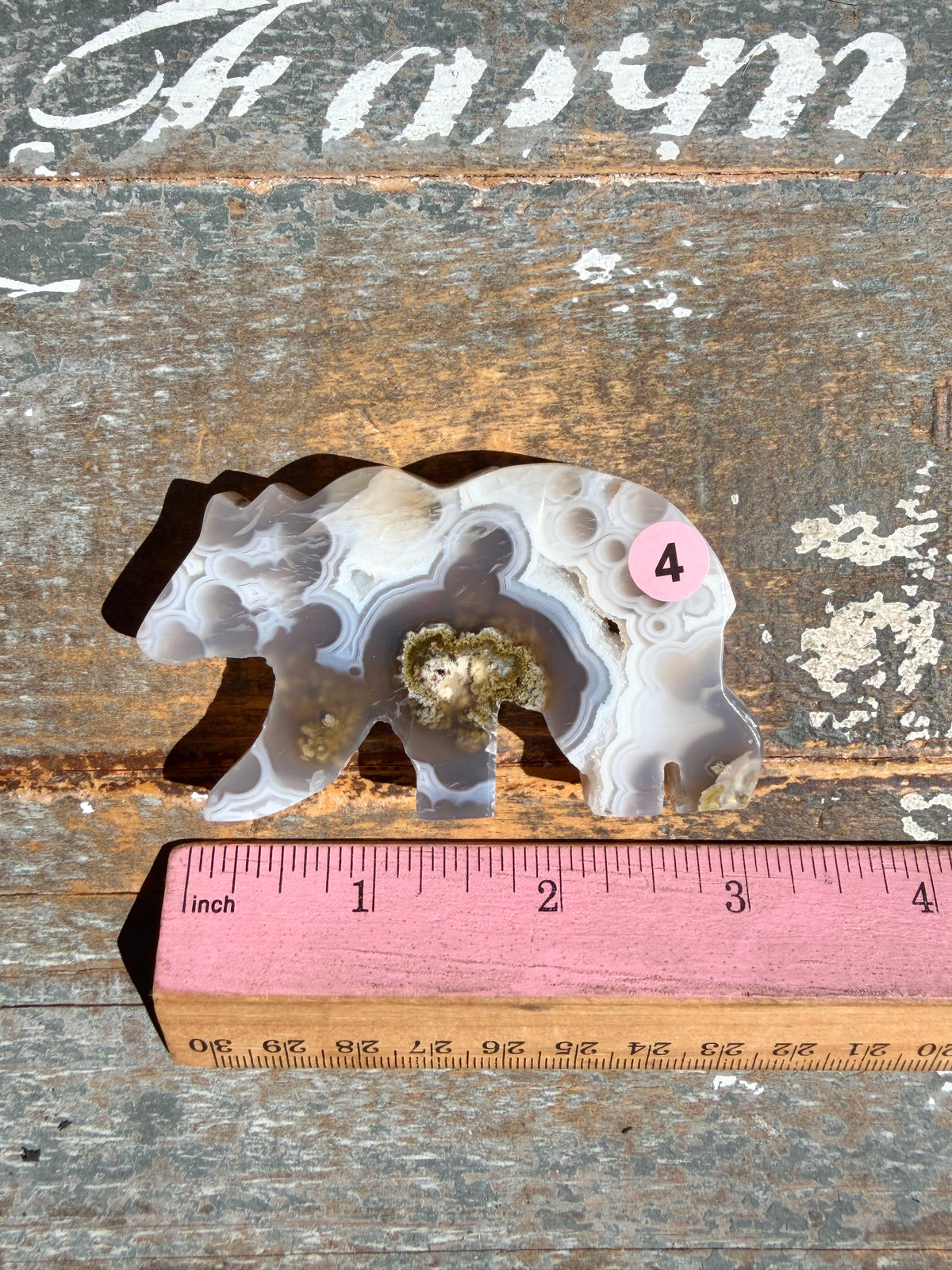 Gorgeous Indonesian Scenic Moss Agate BEAR Carving | Opt 4