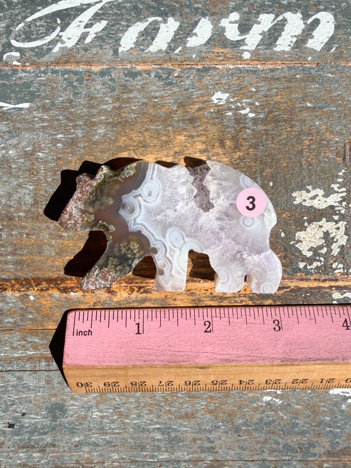 Gorgeous Indonesian Scenic Moss Agate BEAR Carving | Opt 3