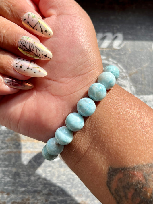 RESERVED ROBIN L Gorgeous Genuine Larimar Bracelet from the Dominican Republic Opt BL 11mm