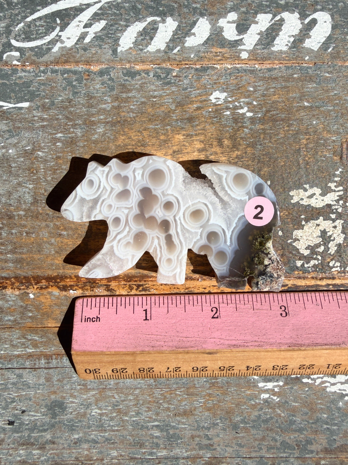 Gorgeous Indonesian Scenic Moss Agate BEAR Carving | Opt 2