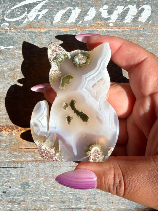 Gorgeous Indonesian Scenic Moss Agate CAT Carving | Opt 18