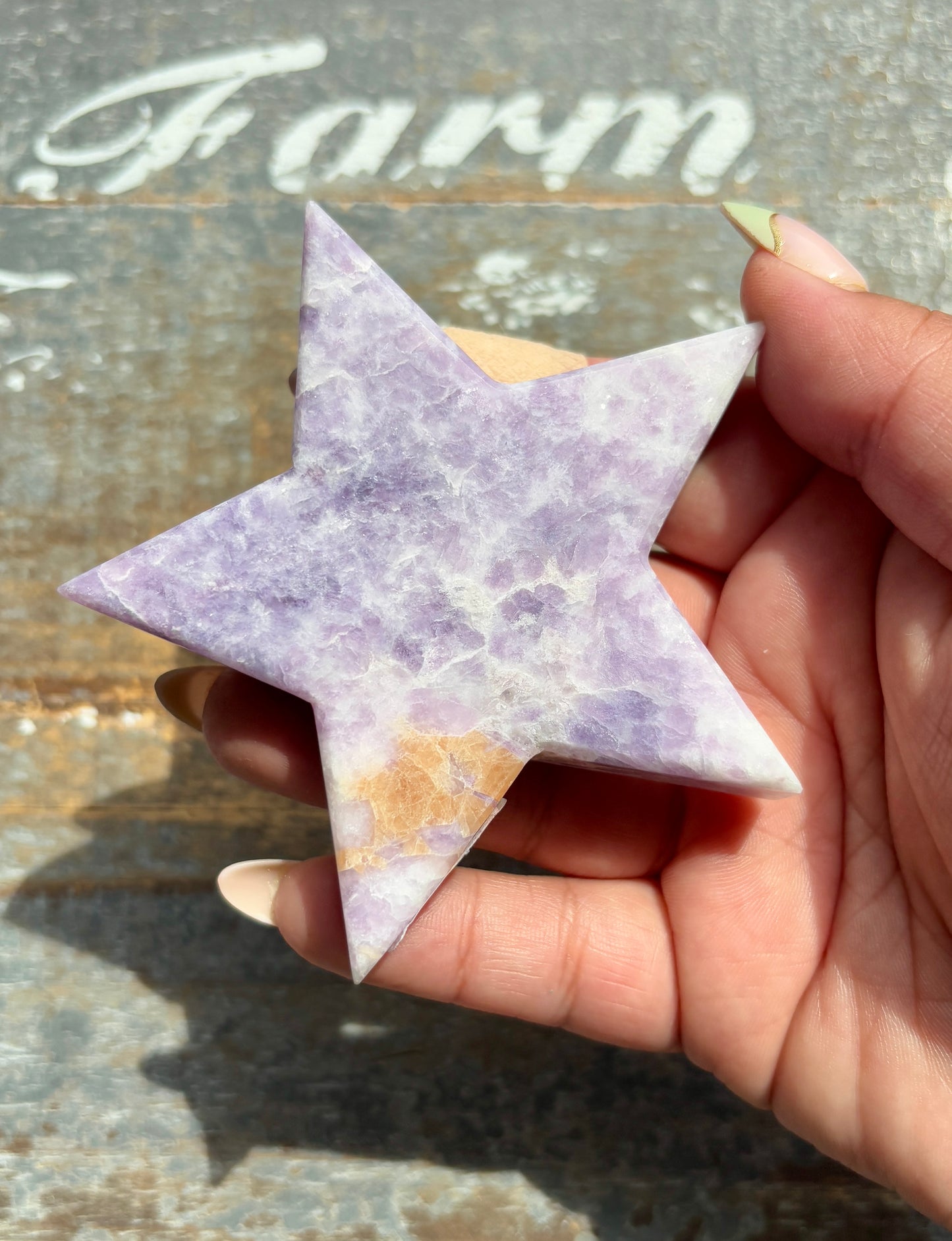 Lepidolite Star with Gold Stand | Opt 1