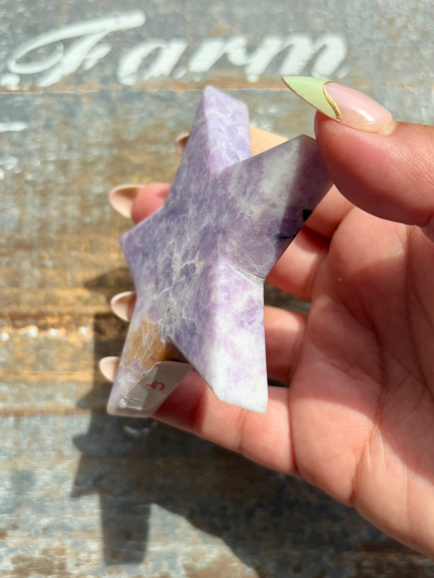 Lepidolite Star with Gold Stand | Opt 1