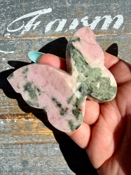 Gorgeous Pink Thulite & Epidote Butterfly | Opt E