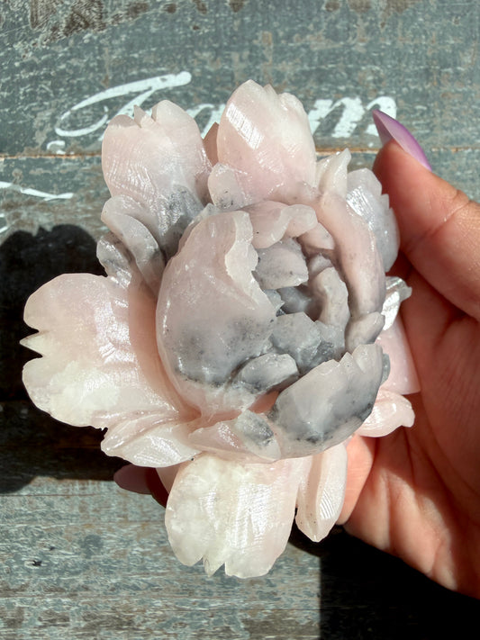 Gorgeous Pink Opal Hand Carved Flower | Opt L