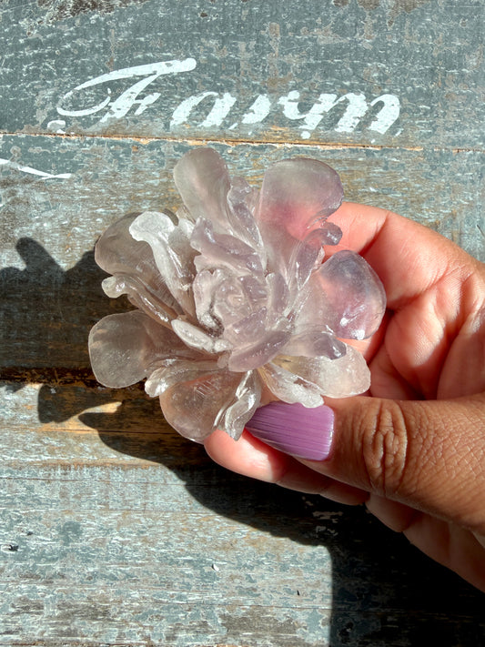 Gorgeous Fluorite Hand Carved Flower | Opt K