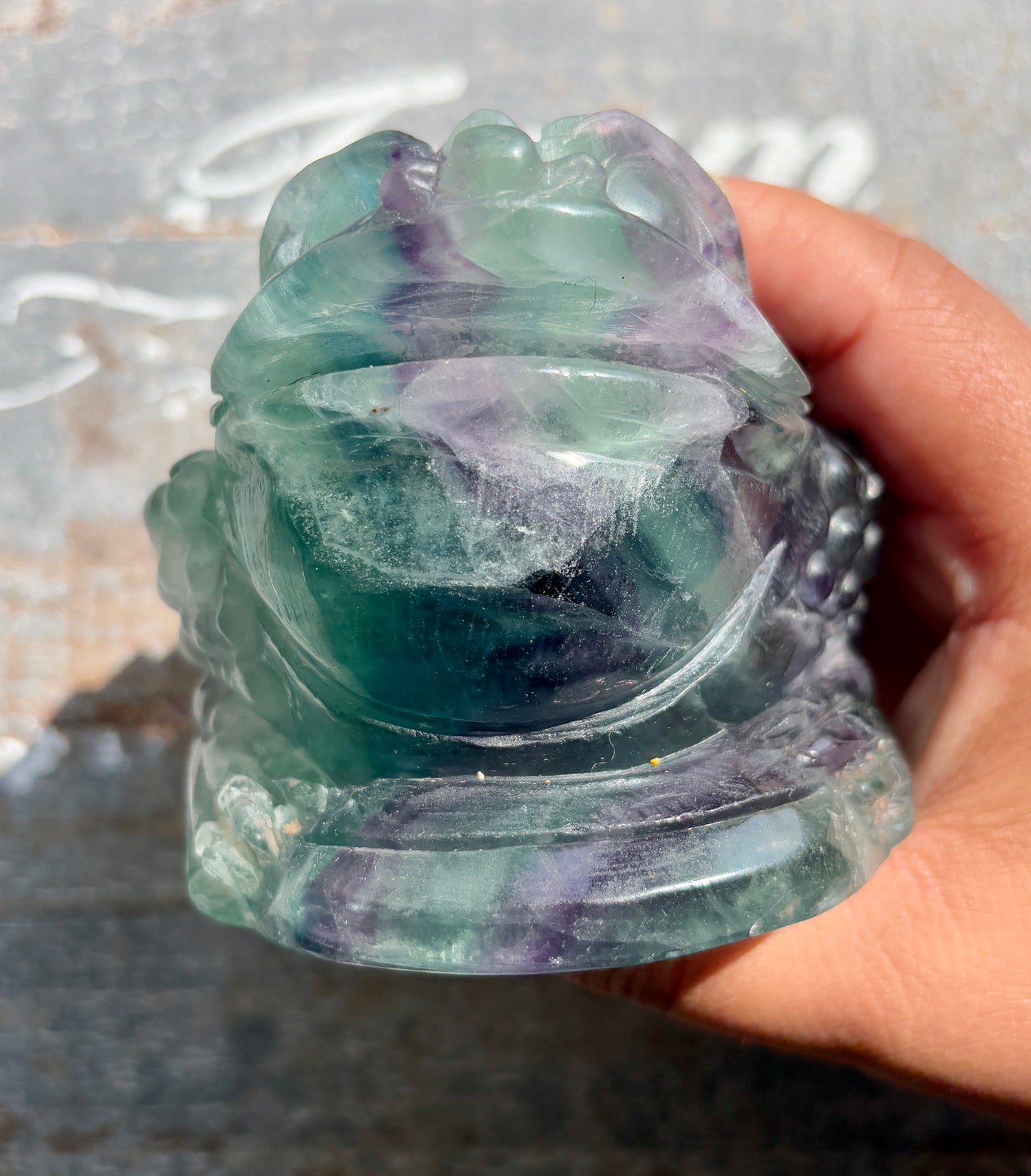 Gorgeous Master Carved Fluorite Money Toad | Money Manifestation