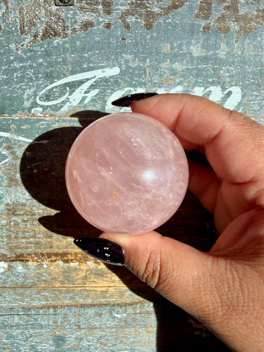 Gorgeous Peachy Rose Quartz Sphere | Opt V