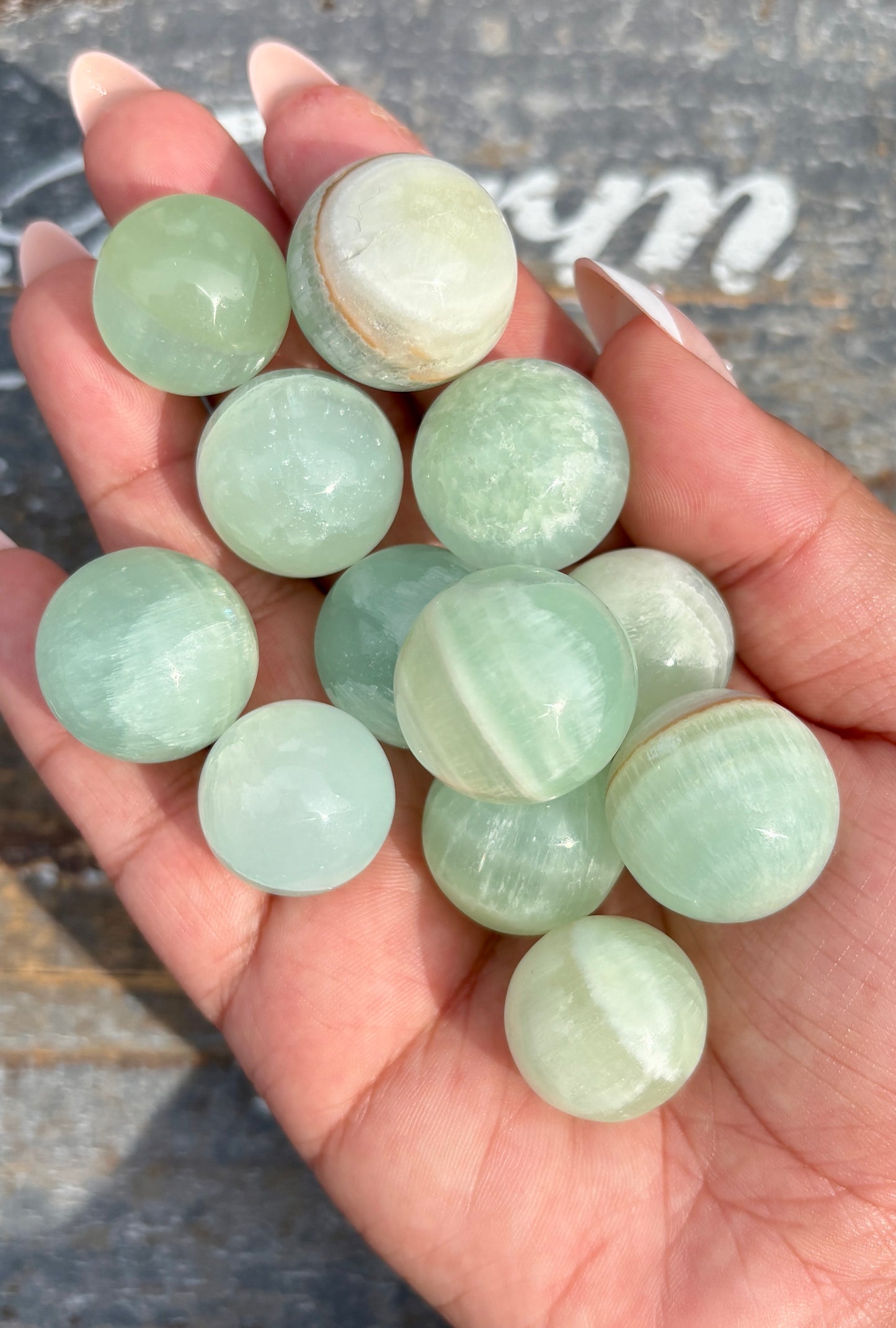 One (1) Mini Pistachio Calcite Sphere | Intuitively Chosen | 20mm