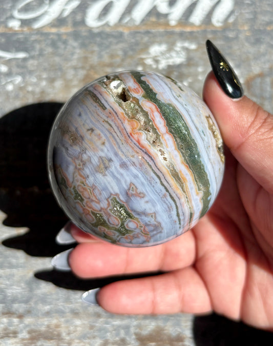 Gorgeous Rare Authentic Ocean Jasper Sphere from Madagascar | M