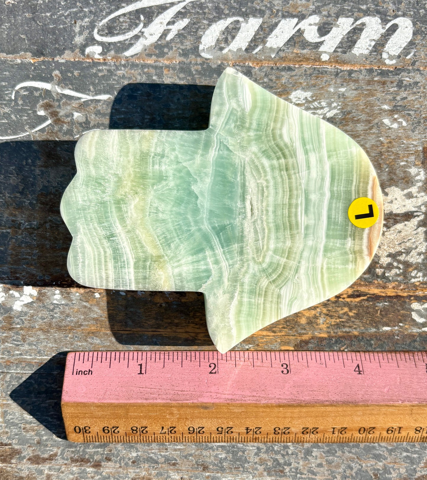 Pistachio Calcite Hamsa Hand | Opt L