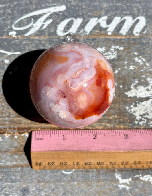 Gorgeous Pink/Orange Carnelian and Flower Agate | D