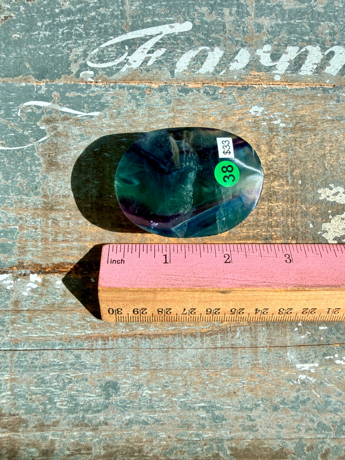 Gorgeous High Quality Rainbow Fluorite Palm Stone | China | Opt 38