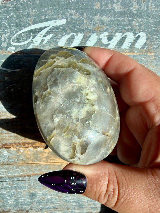 Gorgeous Black Moonstone Palm Stone from Madagascar | Opt W