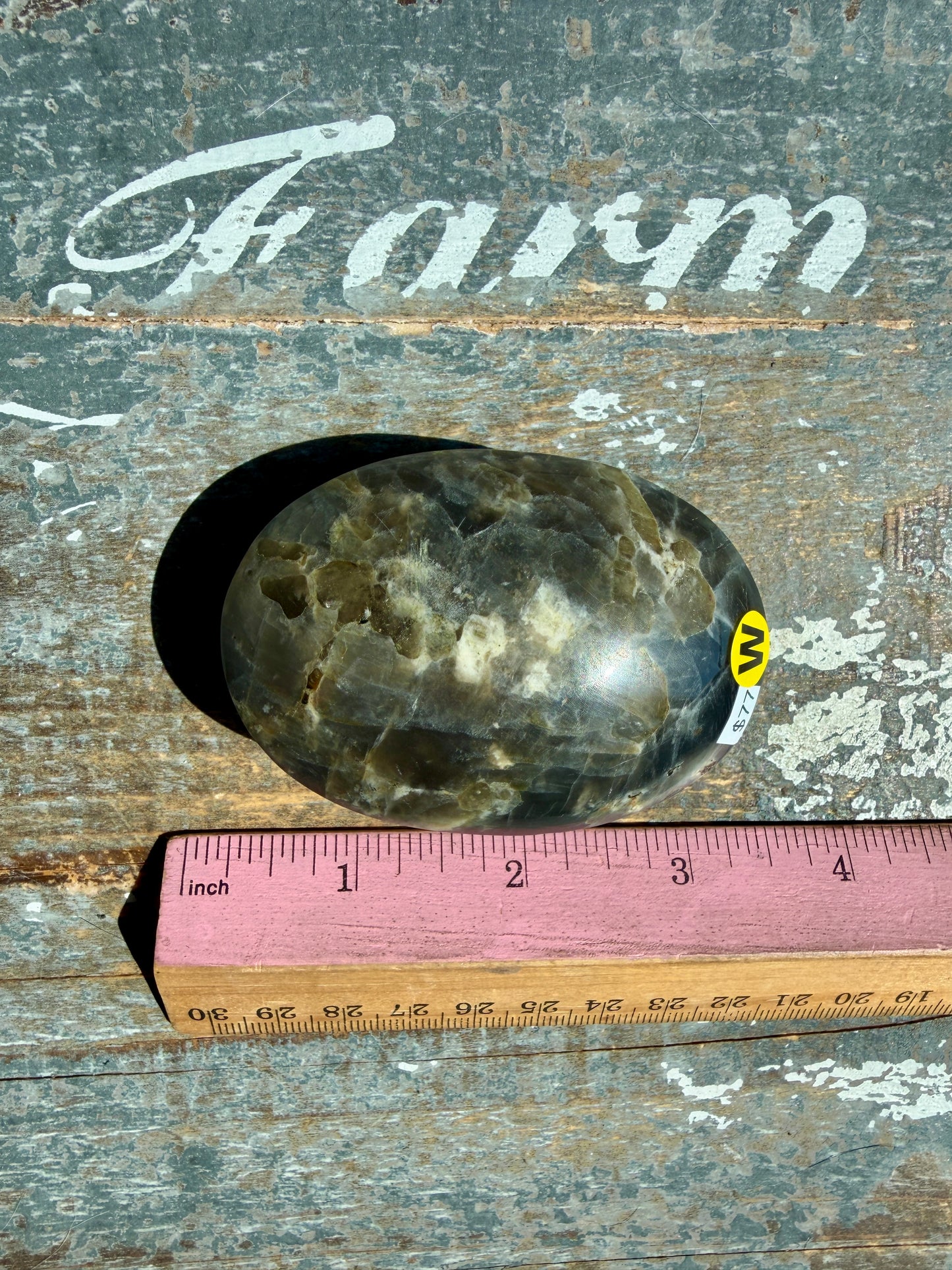 Gorgeous Black Moonstone Palm Stone from Madagascar | Opt W