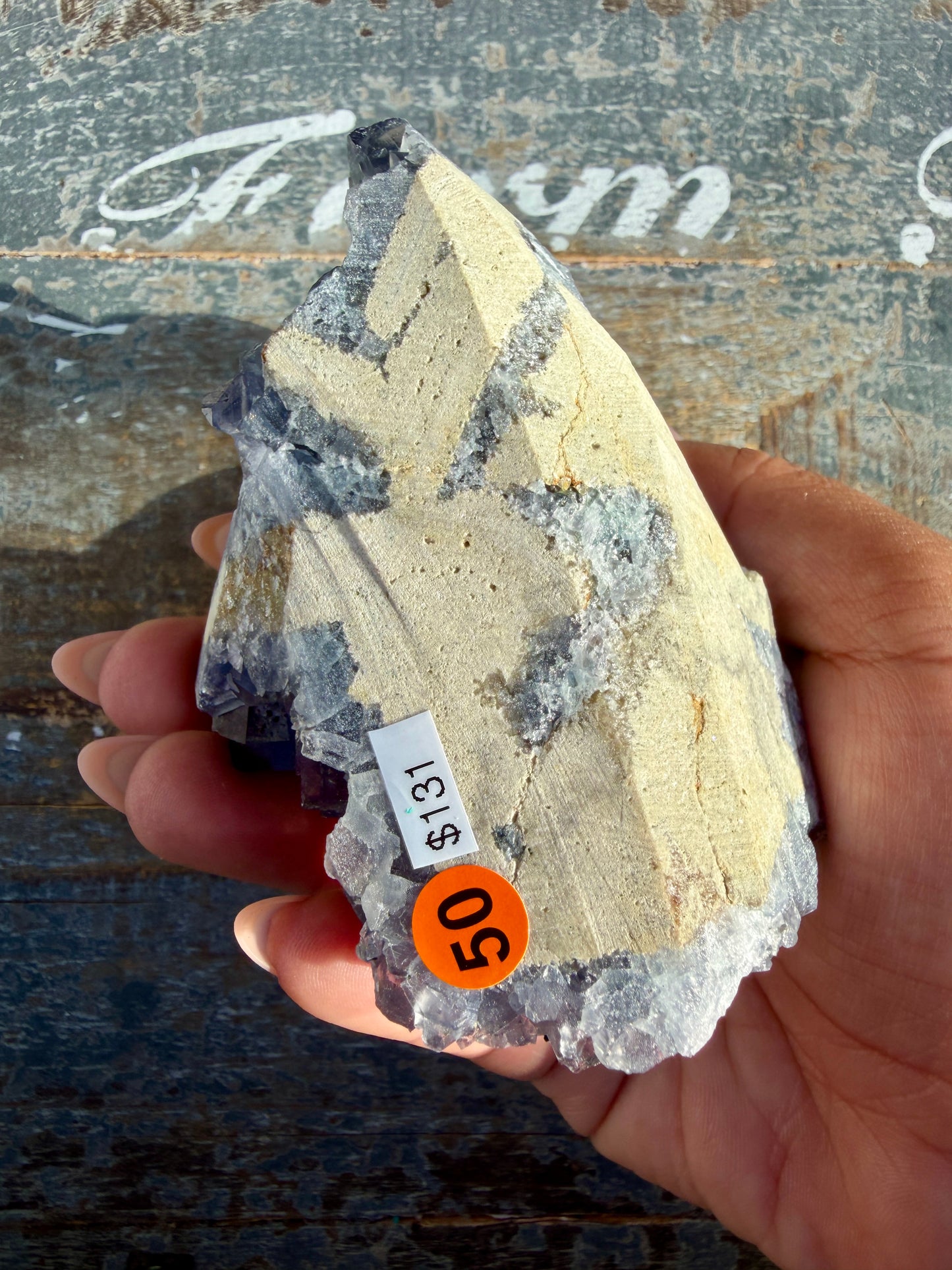Gorgeous Cubic Dark Blue/Purple Fluorite Specimen coated in Pyrite | Opt 50