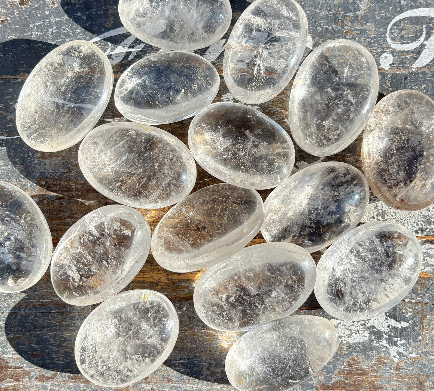 One (1) Clear Quartz Palm Stone, Intuitively Chosen