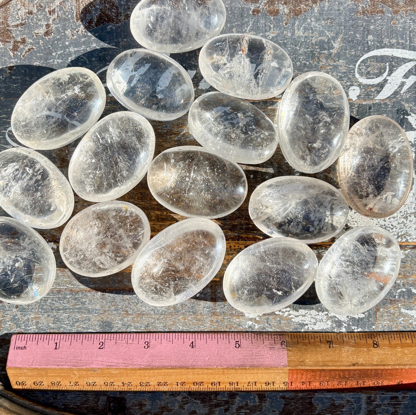 One (1) Clear Quartz Palm Stone, Intuitively Chosen