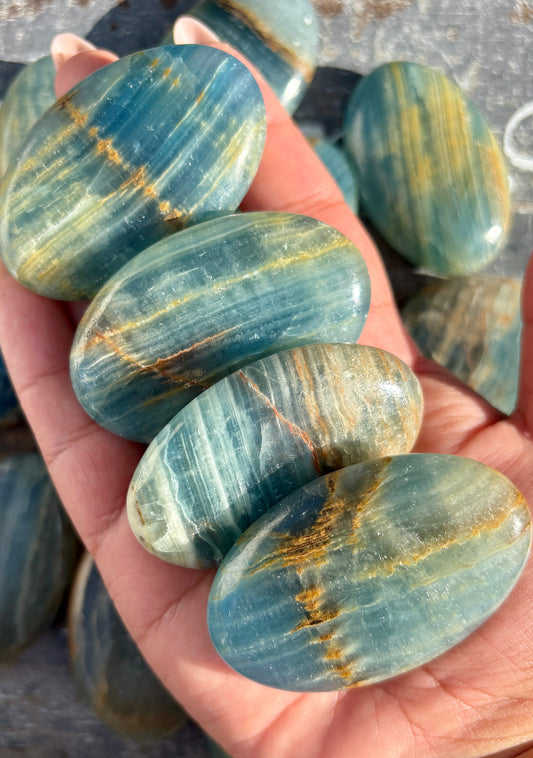 One (1) Blue Onyx Palm Stone | Intuitively Chosen