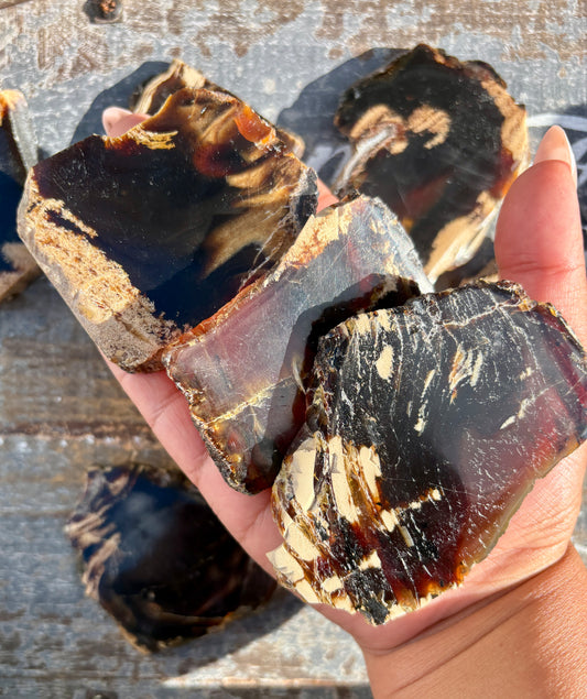 One (1) Blue Amber Small Slab | Intuitively Chosen