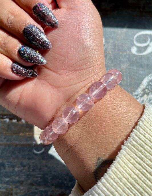 Gorgeous AAA Gem Grade Rose Quartz Jelly Bracelet from Brazil | 10mm