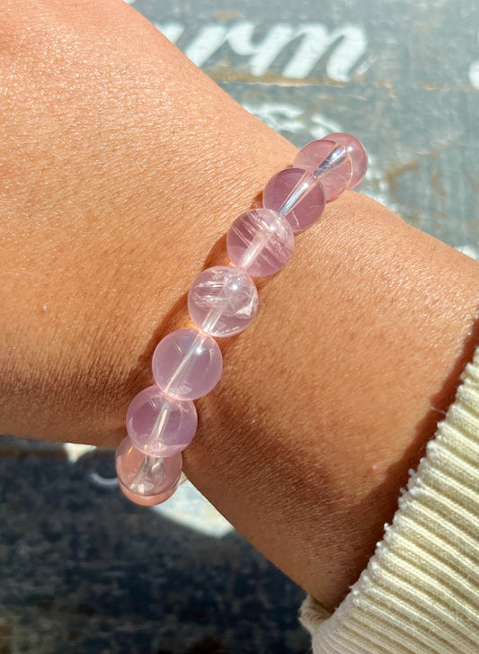 Gorgeous AAA Gem Grade Rose Quartz Jelly Bracelet from Brazil | 10mm