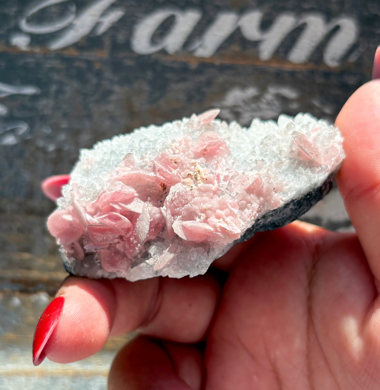 Gorgeous Rhodochrosite on Quartz