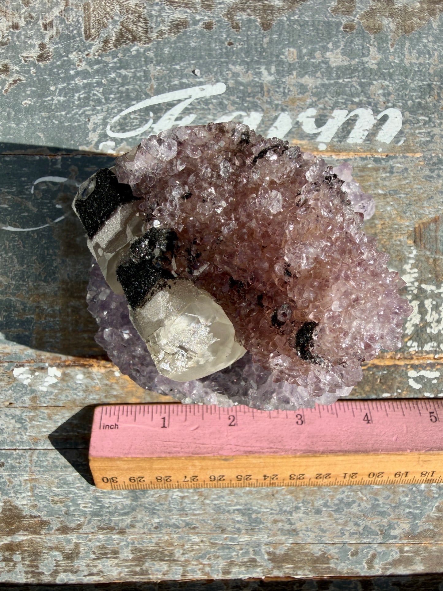 Gorgeous High Quality Amethyst with Calcite and Black Druzy | Brazil | Opt X