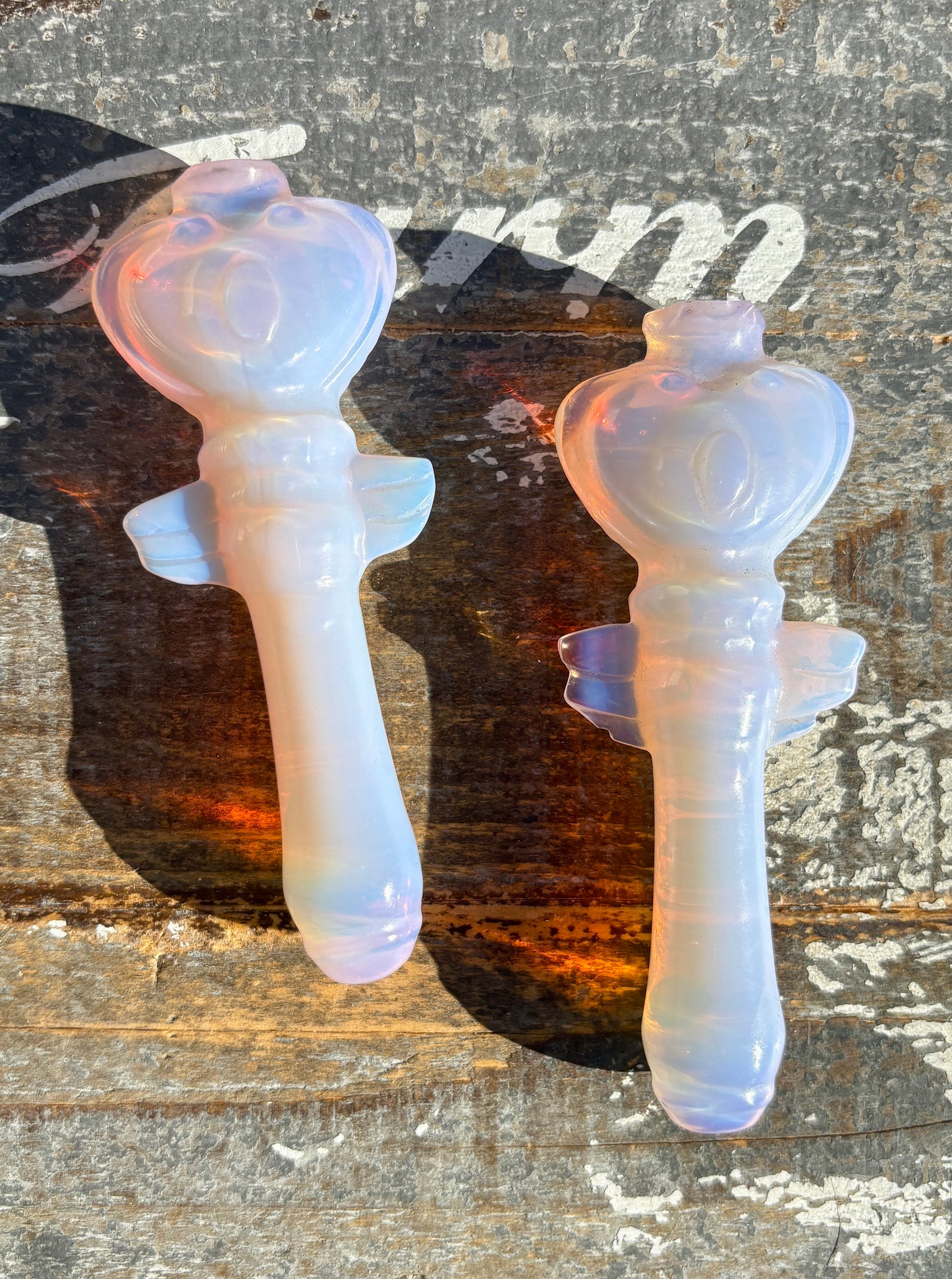One (1) Pink Opalite Heart Wand