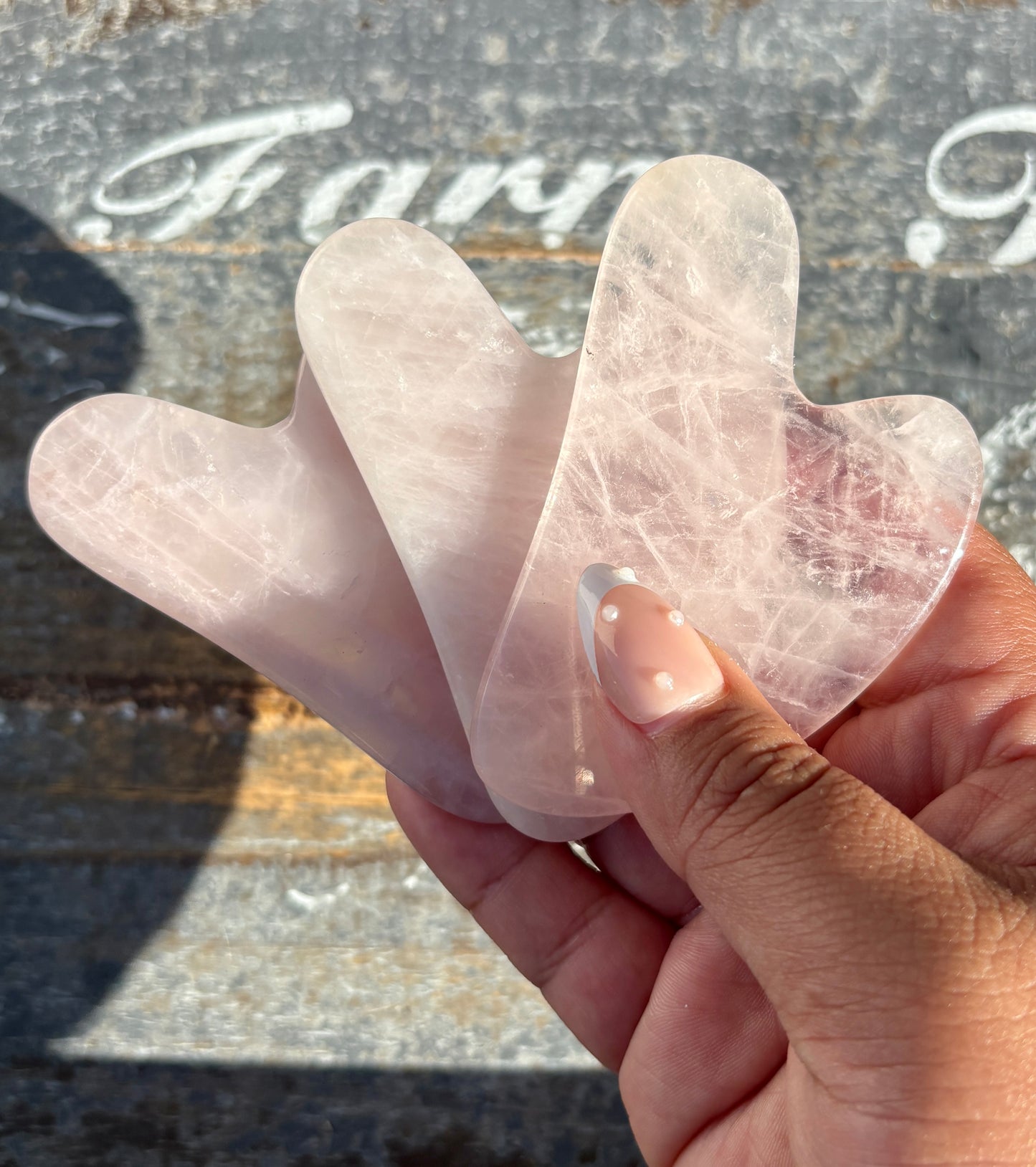 One (1) Rose Quartz Gua Sha Massage Tool